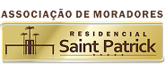 Logotipo da Associação de Moradores Residencial Saint Patrick com ícone de casas estilizadas.